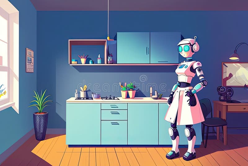 Robot As a Housewife Indoor. Generative Ai Stock Illustration ... Circuit Diagram