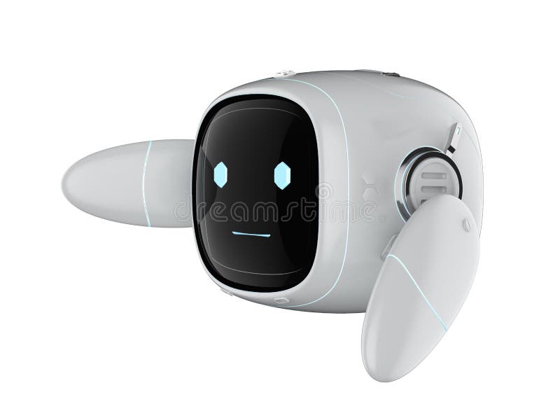 Robot ausiliario di intelligenza artificiale pronto a venire isolato su bianco illustrazione di stock
