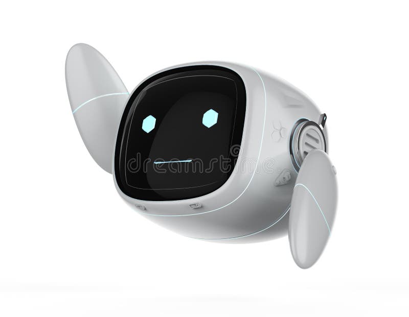 Robot ausiliario di intelligenza artificiale pronto a venire isolato su bianco royalty illustrazione gratis