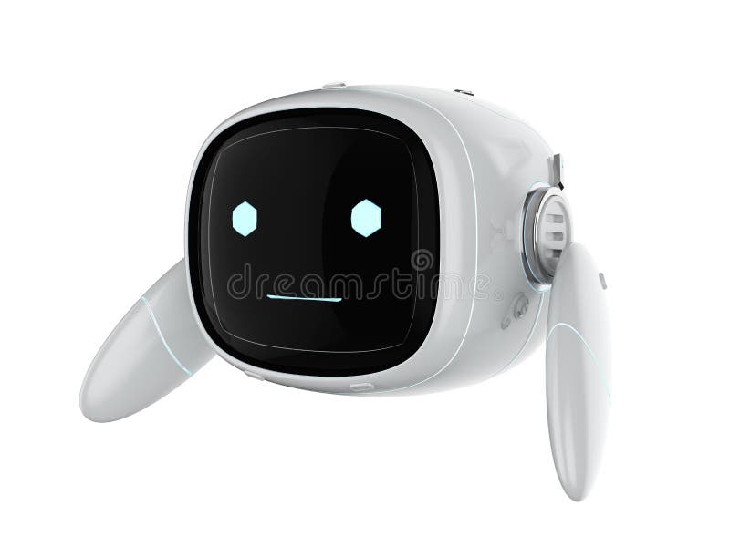 Robot ausiliario di intelligenza artificiale senza gamba isolata in bianco illustrazione vettoriale