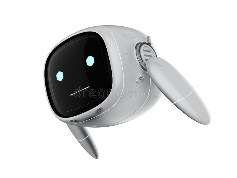 Robot ausiliario di intelligenza artificiale senza gamba isolata in bianco illustrazione vettoriale