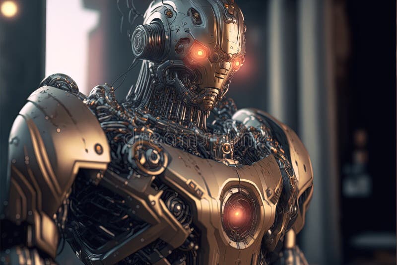 Robot autonomo di intelligenza artificiale con parti intricate con macchine futuristiche. aie generativa royalty illustrazione gratis
