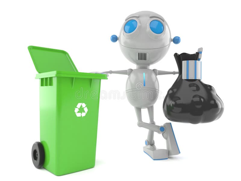 Robot avec la poubelle de poussière illustration stock Robot avec la poubelle de poussière illustration stock