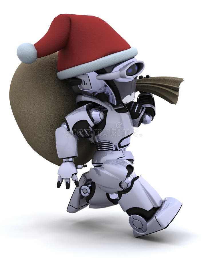 Robot avec le sac à cadeau de Noël