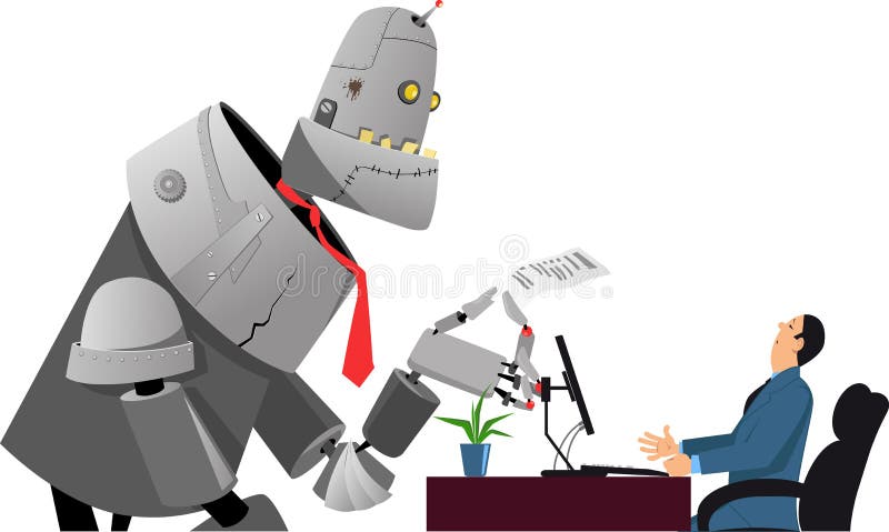 Robot bij baangesprek royalty-vrije illustratie Robot bij baangesprek royalty-vrije illustratie