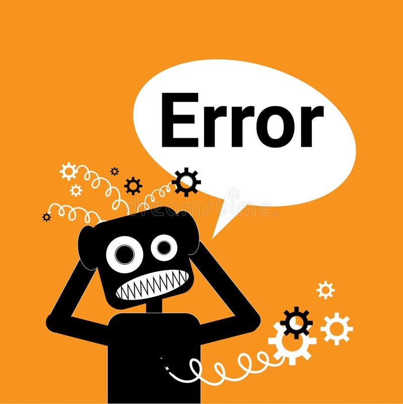 Robot Broken Error Message In Chat Bubble stock illustration