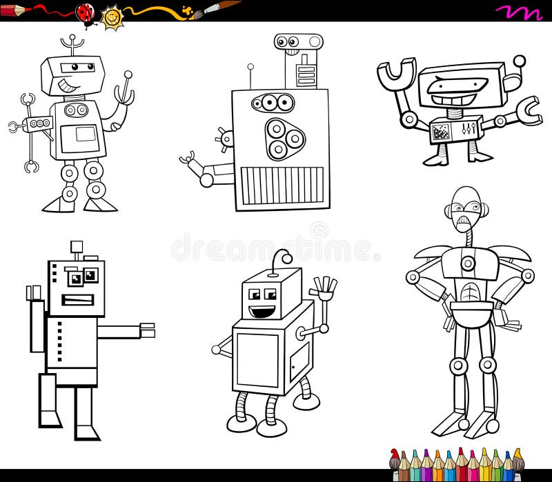 robot clipart black and white