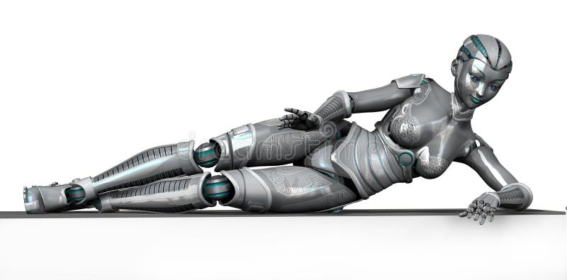 Robot che pone sul bordo della pagina - con il percorso di residuo della potatura meccanica illustrazione vettoriale Robot che pone sul bordo della pagina - con il percorso di residuo della potatura meccanica illustrazione vettoriale