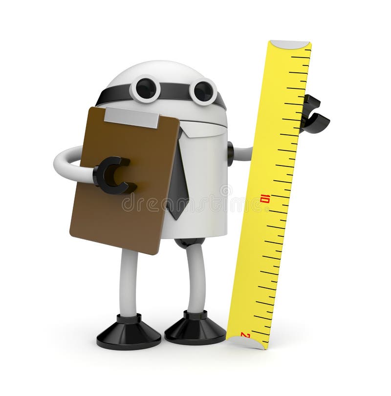 Robot with clipboard and ruler. Inspector royalty free illustration