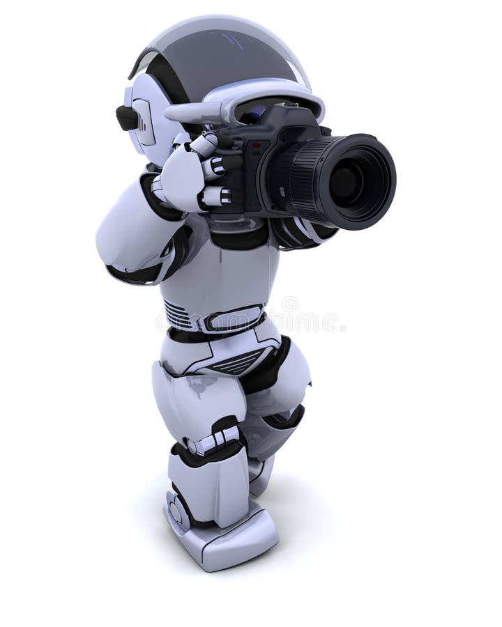 Robot con la macchina fotografica di DSLR Robot con la macchina fotografica di DSLR