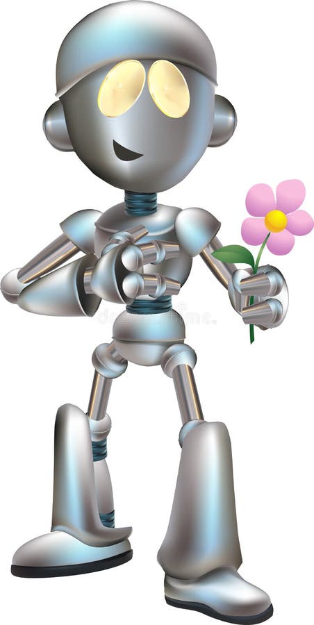 robot d'amour de fleur frappé illustration stock robot d'amour de fleur frappé illustration stock