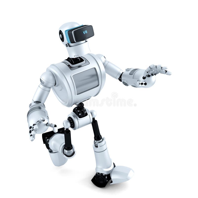 robot 3D con las auriculares de la realidad virtual ilustración 3D Contiene la trayectoria de recortes libre illustration robot 3D con las auriculares de la realidad virtual ilustración 3D Contiene la trayectoria de recortes libre illustration