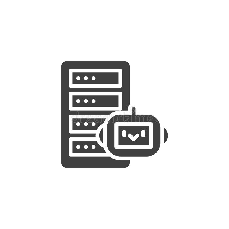 Robot and data server vector icon royalty free illustration