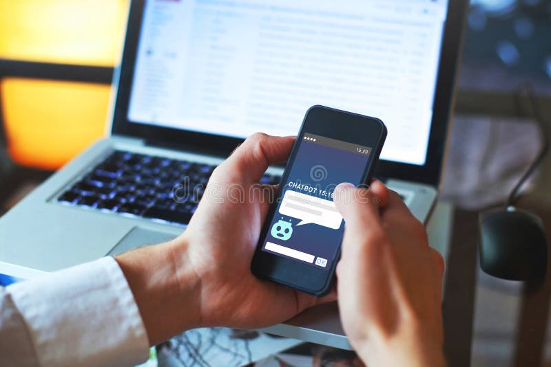 Robot de asistență online Chatbot Concept Chat stock photo