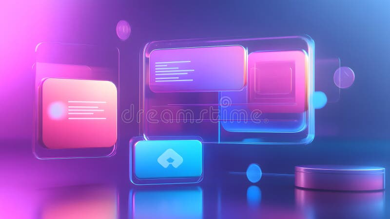 Robot de audio de alta tecnología 3Drené AI con pantalla holográfica brillante y automatización libre illustration