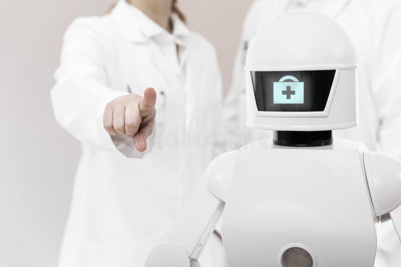Robot de soin infirmier dans un hôpital ou un chirurgien photographie stock Robot de soin infirmier dans un hôpital ou un chirurgien photographie stock