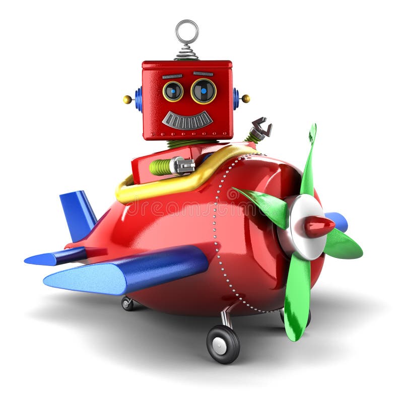 Robot del giocattolo in aereo