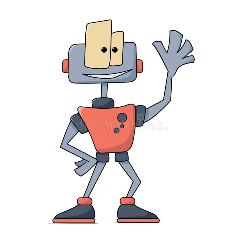  Robot Dibujado a Mano Con Dibujos De Dibujos Animados Divertidos. Ilustración Para Niños. Ilustración del Vector