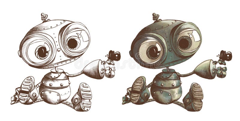 Cartoon Robot Set. Cartoon Character. Stock Illustration - Illustration of  book, flying: 223089427