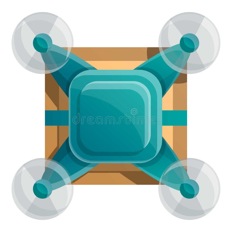 Robot drone delivery icon, cartoon style stock illustration