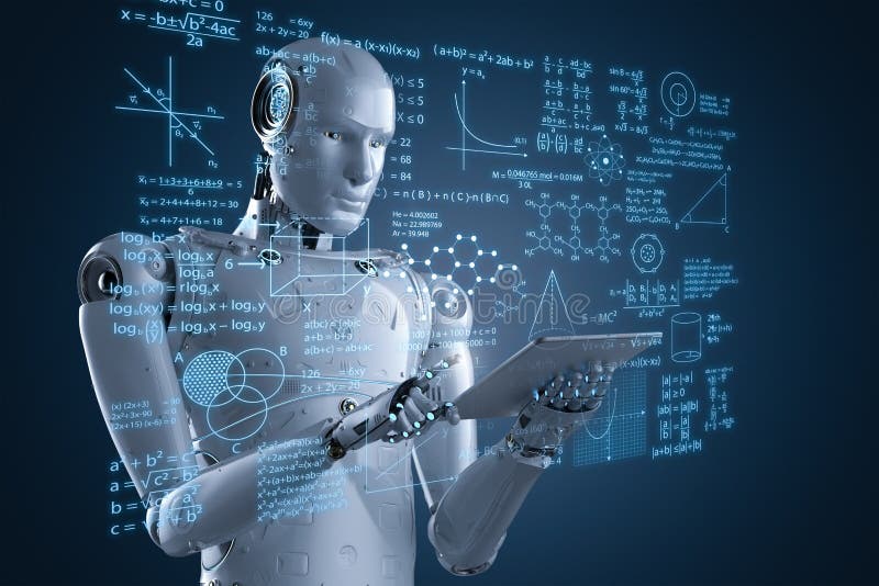 Robot with education hud royalty free stock photos