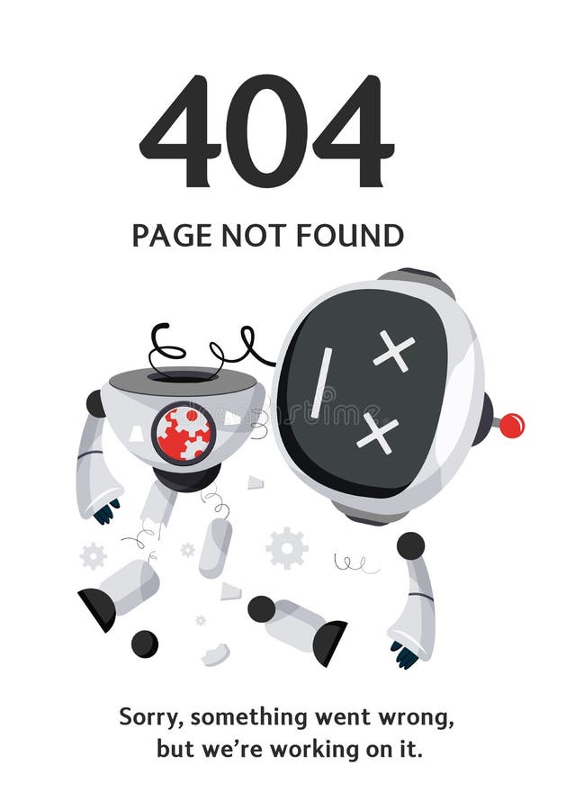 Robot Error Character Vector Design. Robotic System Crash Ai Technology