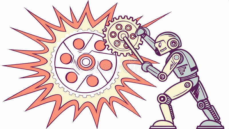 Robot et engrenages mécanisme futuriste technologie et conception mécanique conception vectorielle Génération AI illustration libre de droits
