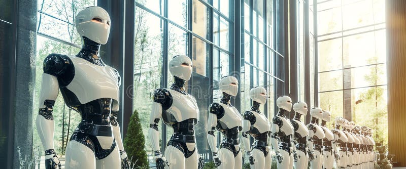 Robot factory, stock illustration.
