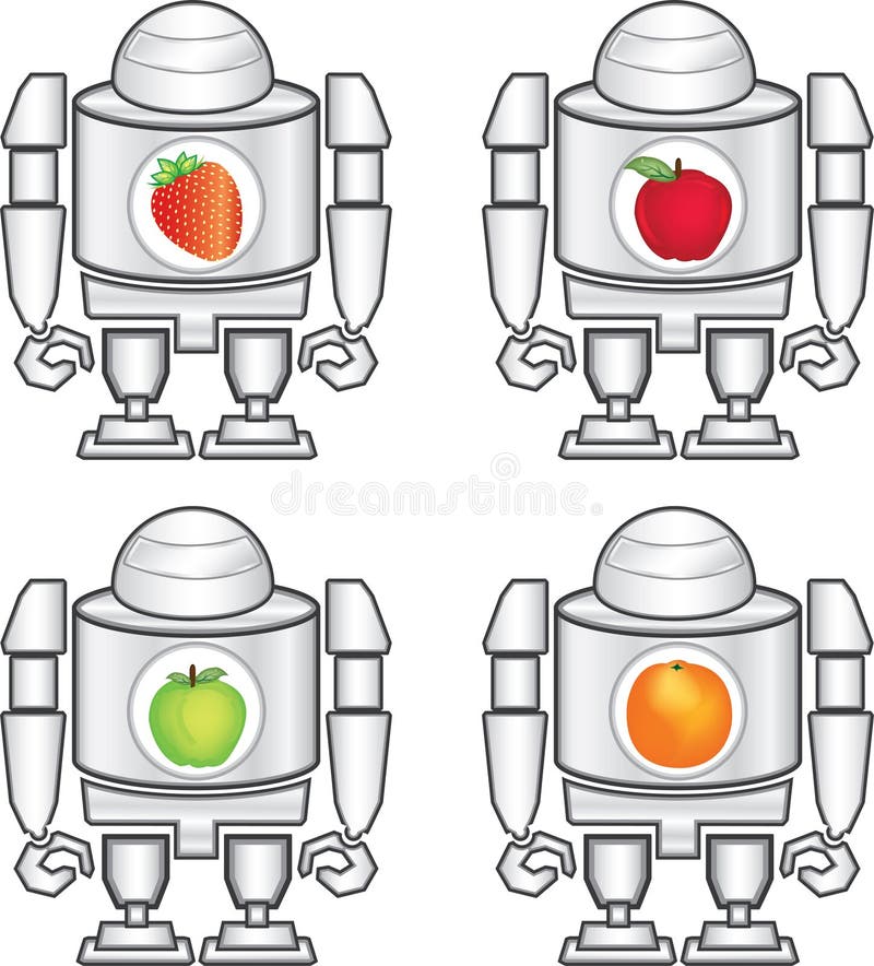 Robot and fruits stock illustration. Illustration of strawberries