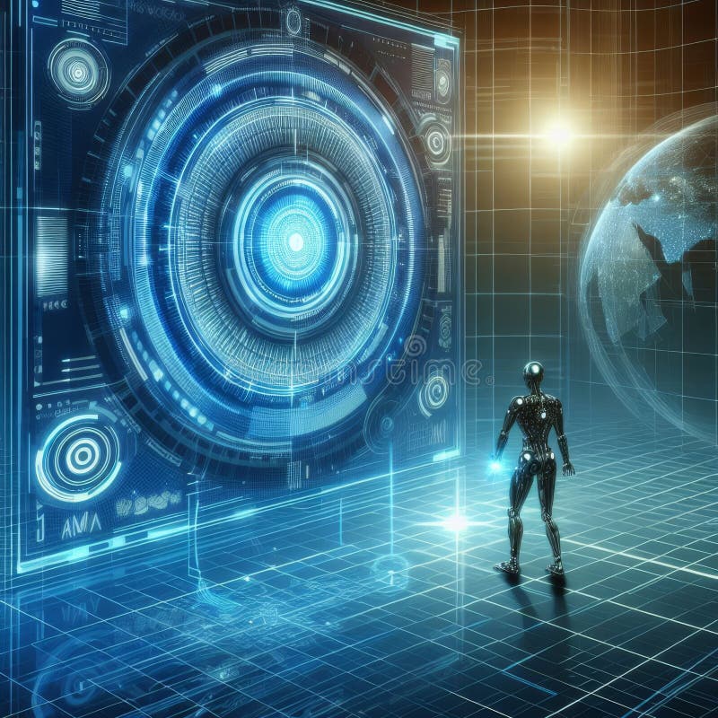 Robot at Futuristic Portal stock photography