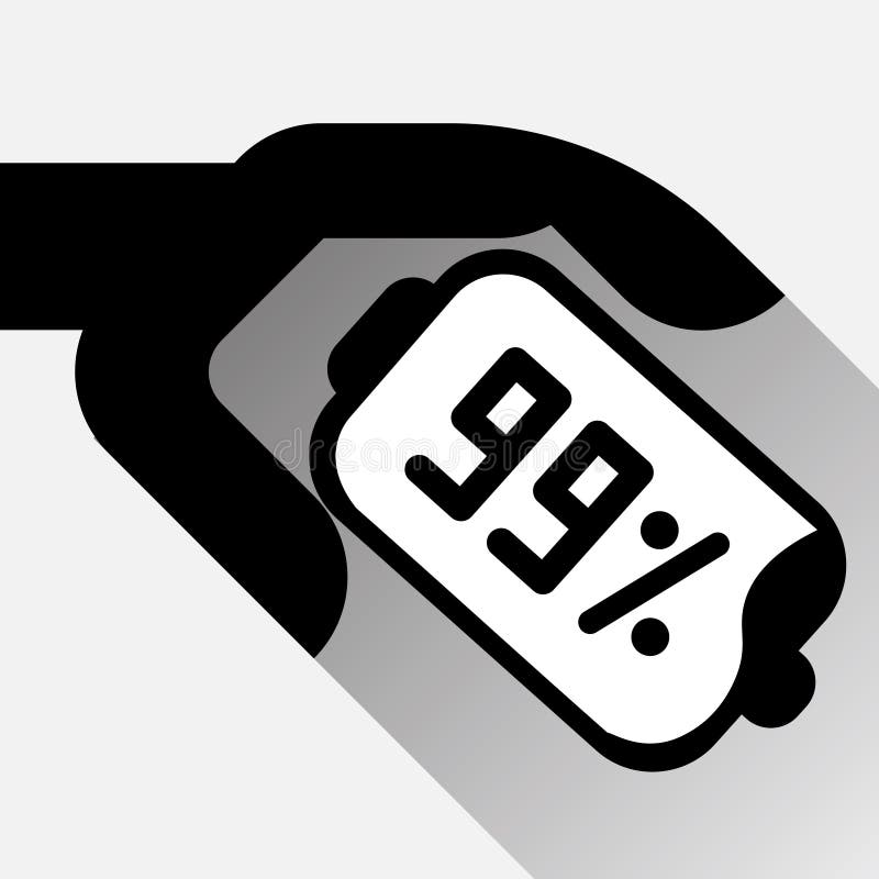 Robot Hand Holding Battery With Full Level Of Charge Icon stock illustration
