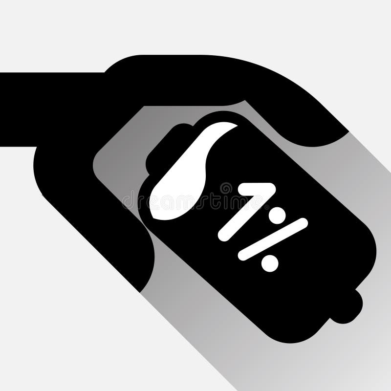 Robot Hand Holding Battery With Low Level Of Charge Icon stock illustration