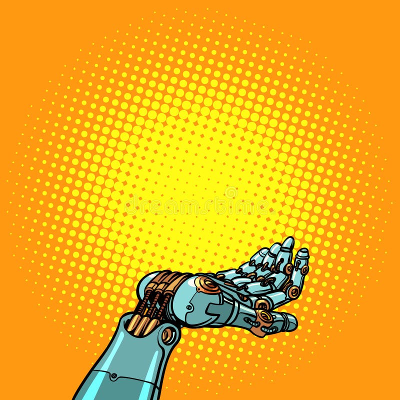 Robot hand presentation gesture vector illustration