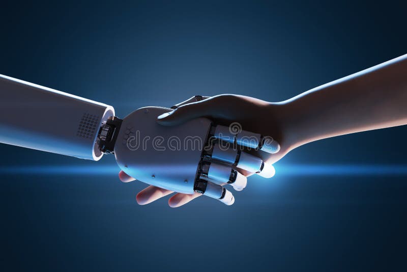 Robot Hand Shake with Human Stock Illustration Illustration of