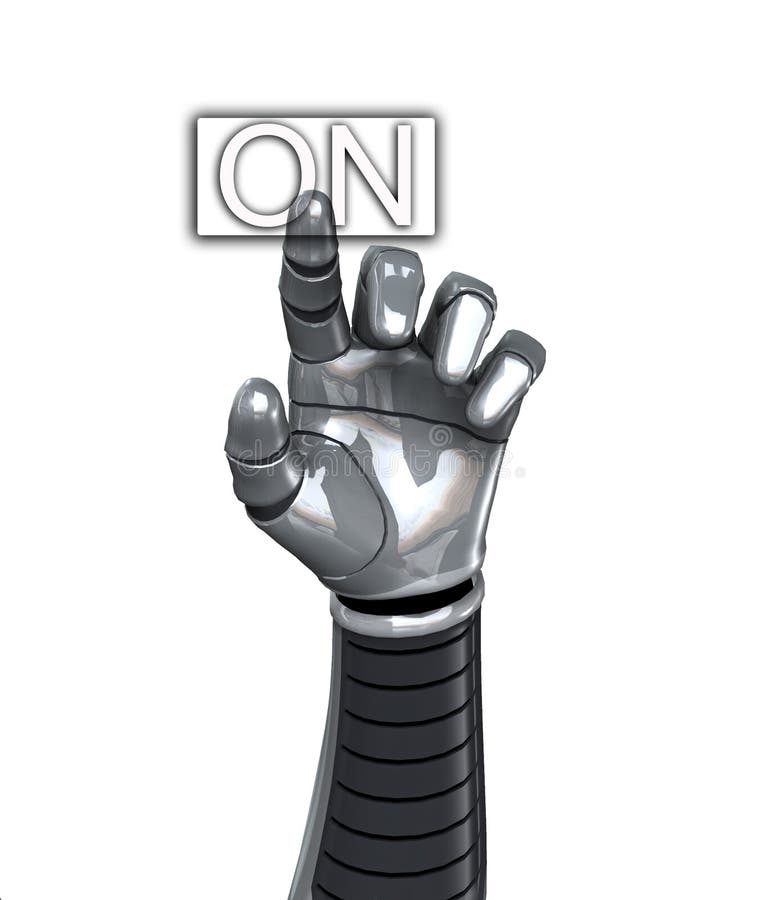 Robot Hand Switch On vector illustration
