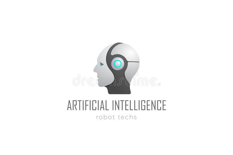 Robot Head Artificial Intelligence Logo design vector template. Cyborg Android Robotics concept icon royalty free illustration Robot Head Artificial Intelligence Logo design vector template. Cyborg Android Robotics concept icon royalty free illustration