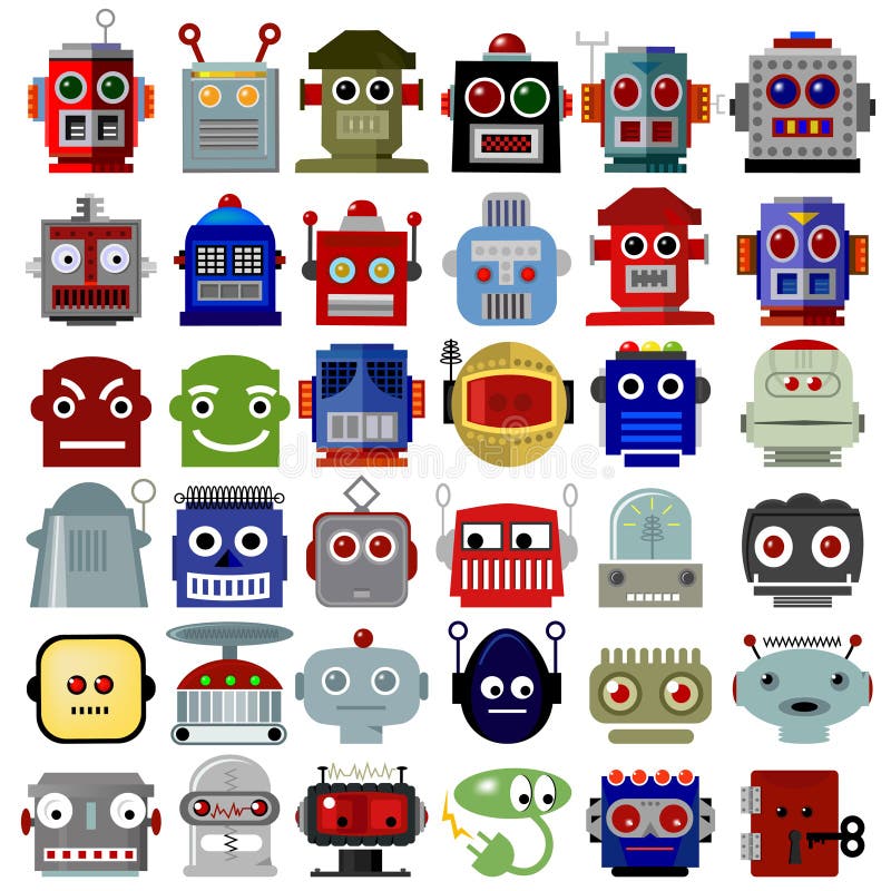 Robot Head Icons stock illustration Robot Head Icons stock illustration
