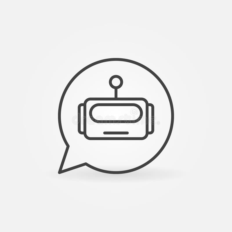 Robot head in speech bubble vector icon in thin line style royalty free illustration