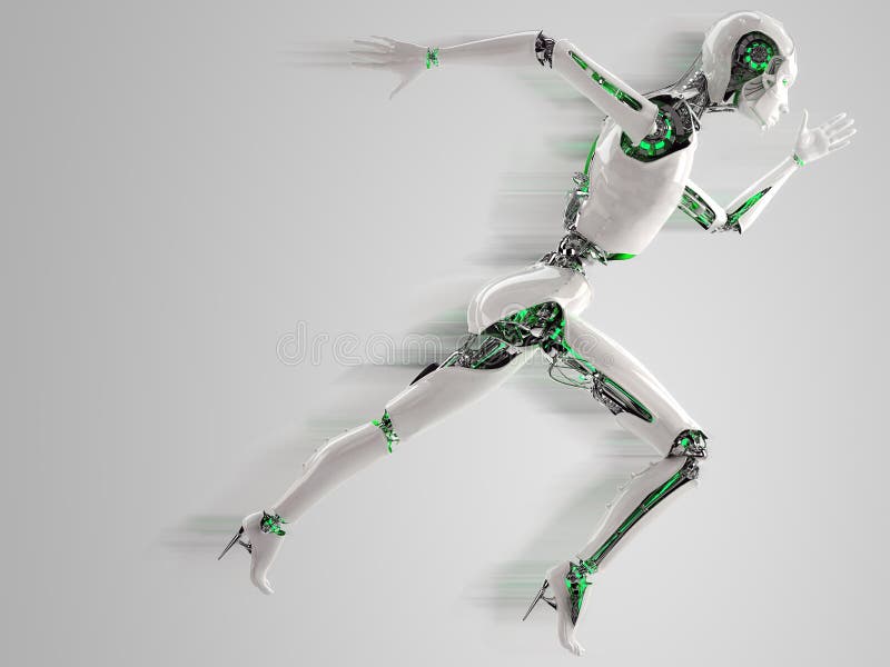 Robot androïde vrouw die rent stock illustratie