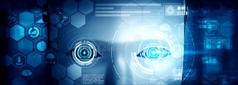 Robot humanoid face close up with graphic concept of big data analytic vector illustration