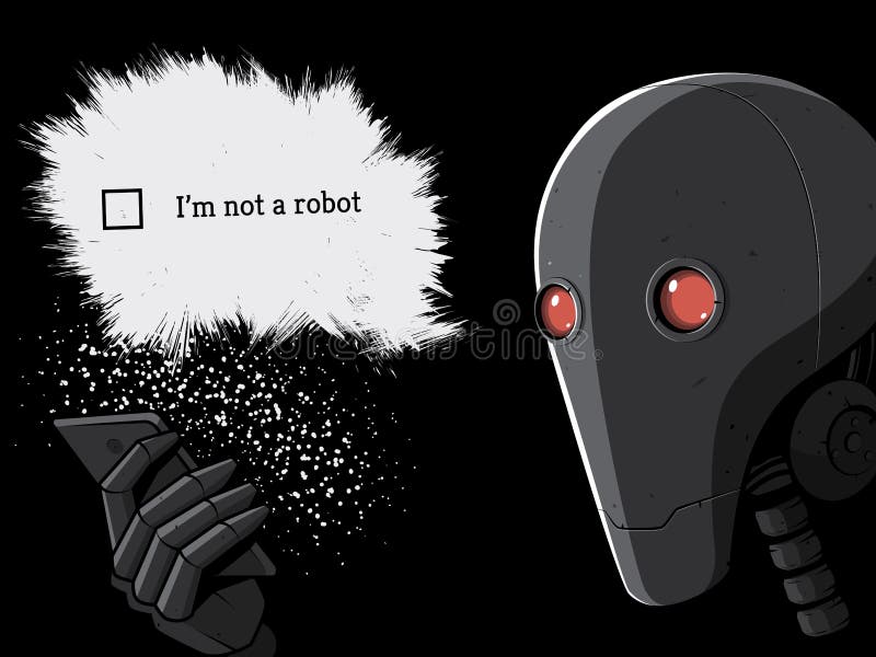 Robot i Smartphone Ja ` m nie robota captcha również zwrócić corel ilustracji wektora ilustracji Robot i Smartphone Ja ` m nie robota captcha również zwrócić corel ilustracji wektora ilustracji