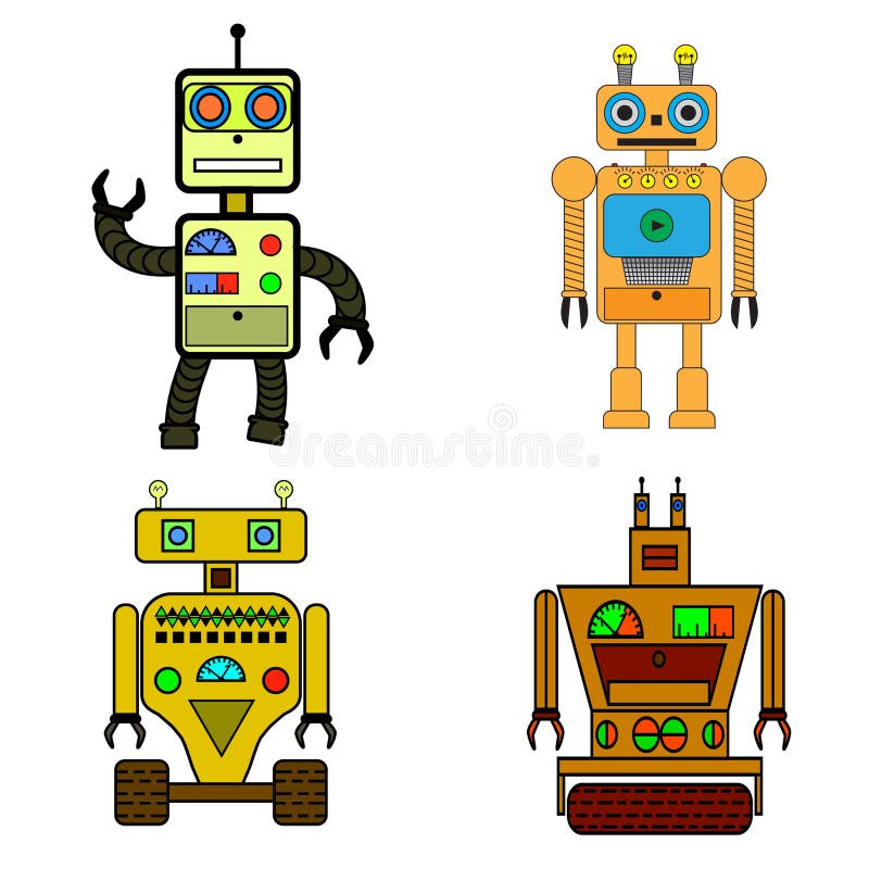 Robot impostati royalty illustrazione gratis Robot impostati royalty illustrazione gratis