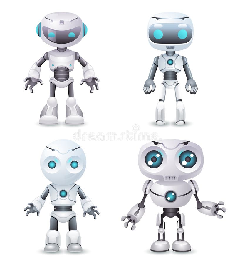 Robot innovation technology science fiction future cute little 3d design vector illustration stock illustration
