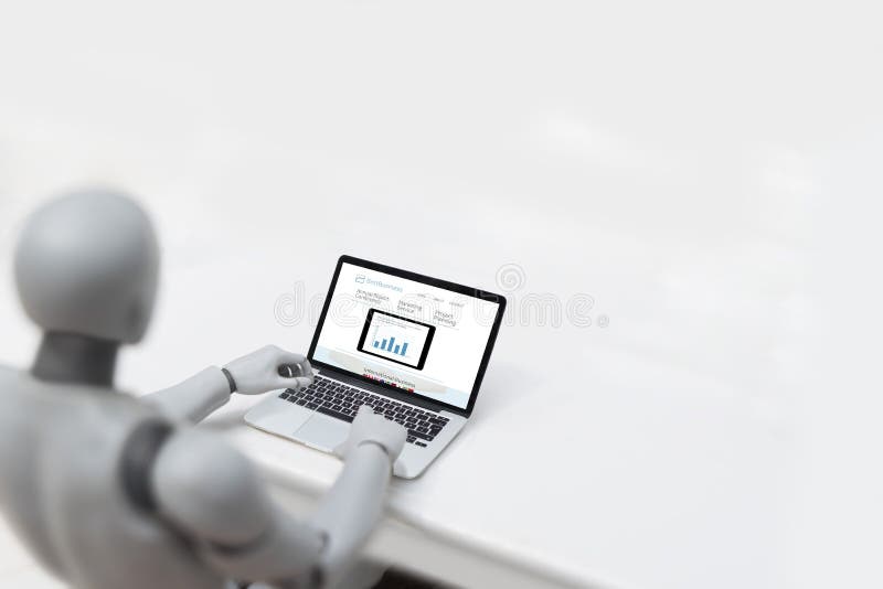 Robot konsultuje finanse stronę internetową obraz stock Robot konsultuje finanse stronę internetową obraz stock