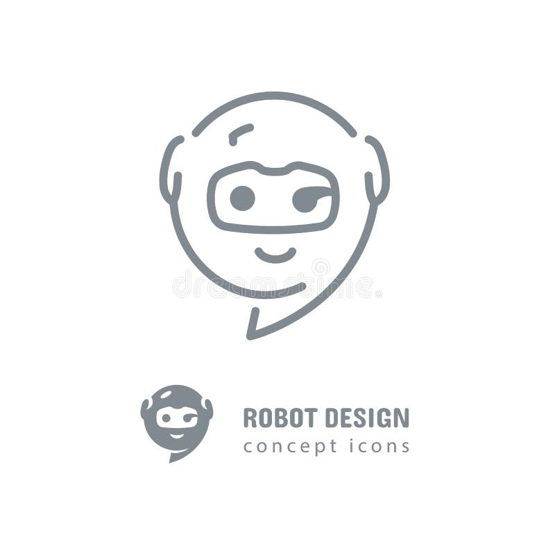 Robot logo Golden section logotype. Mobile application icon, Chat app line icon, messenger symbol. Vector illustration