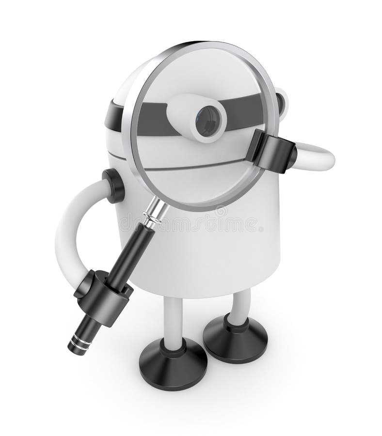 Robot with magnify glass