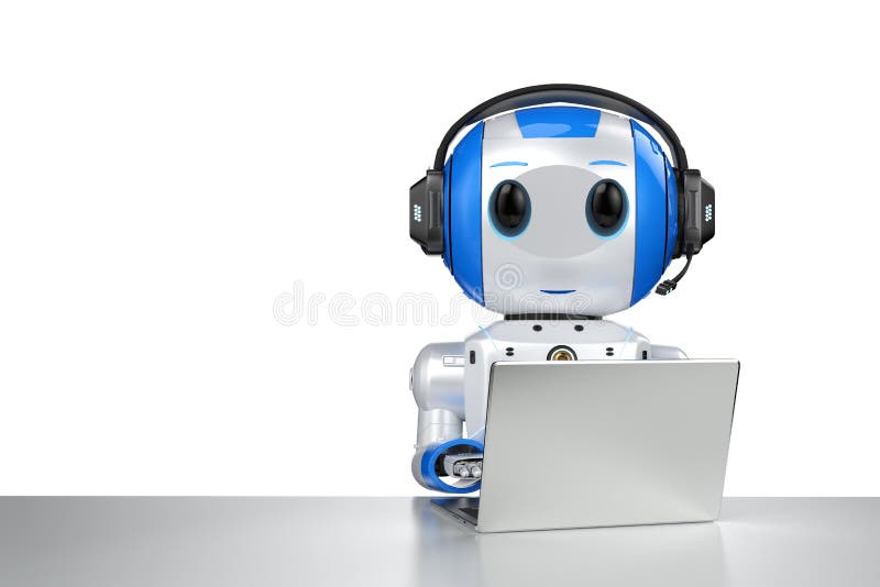 Robot mignon d'intelligence artificielle avec le carnet illustration libre de droits