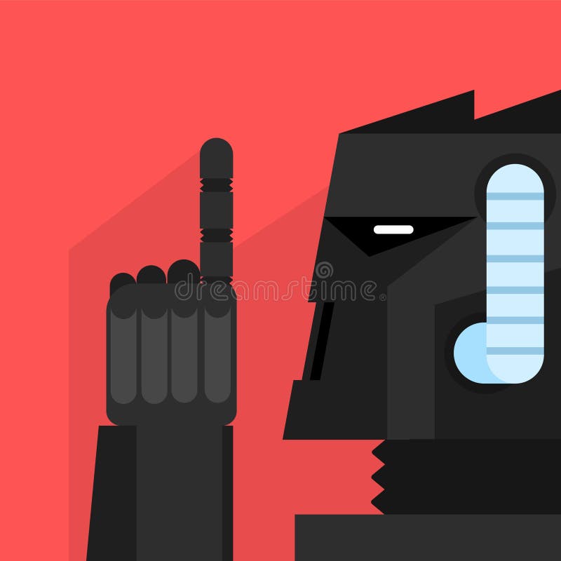 Robot noir avec le doigt illustration stock Robot noir avec le doigt illustration stock