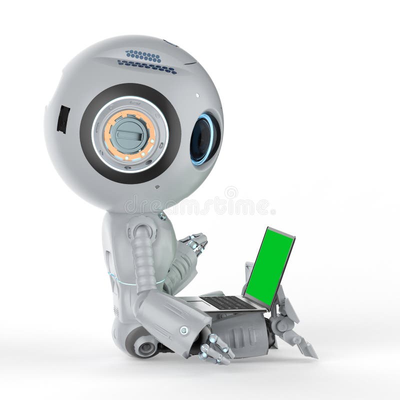 Robot with notebook vector illustration