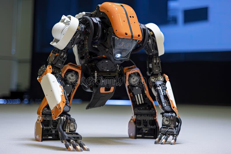 A Robot Performs Precise Movements, Programmed in Simulation Stock